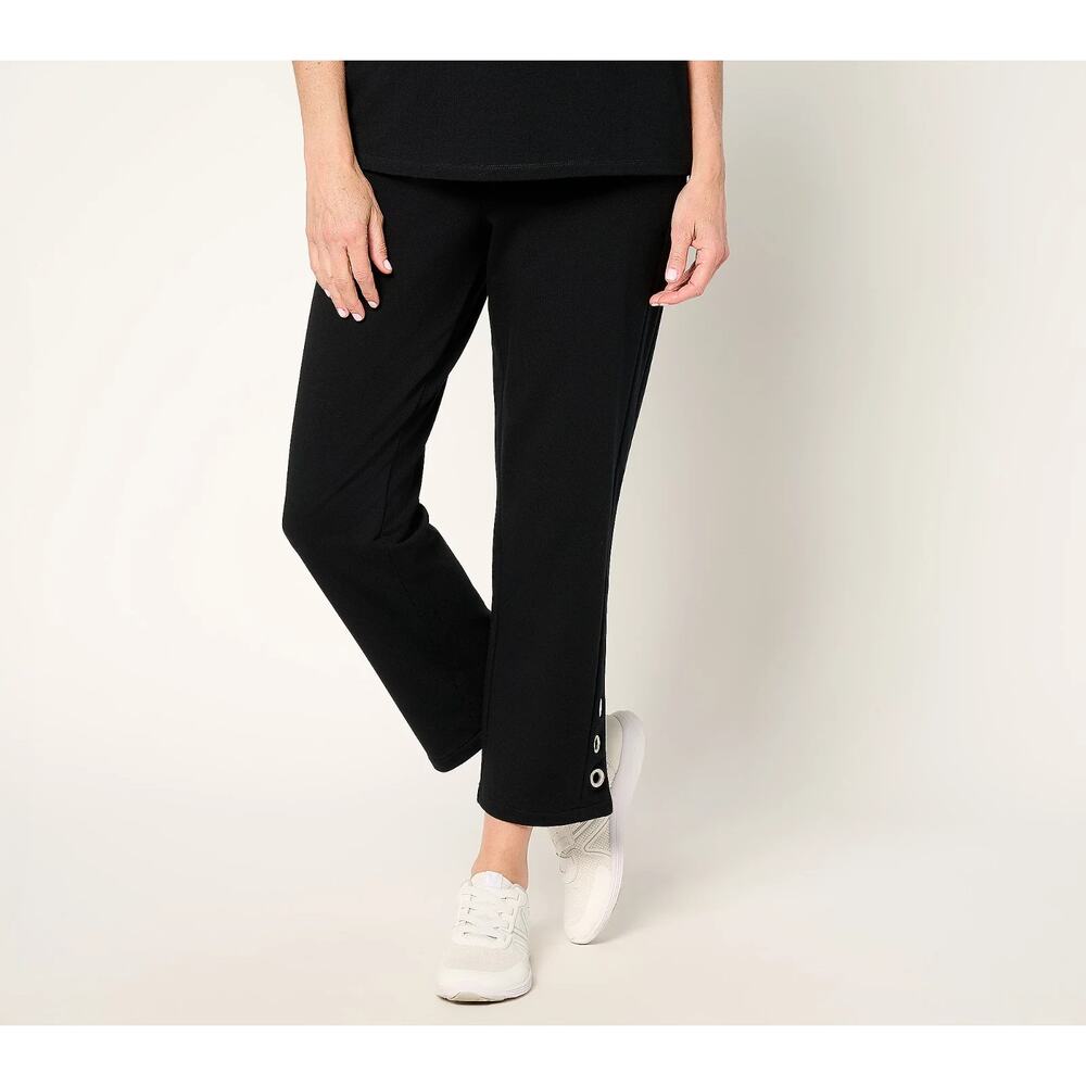 Sport Savvy Petite French Terry Crop Pants with Grommet Detail Black Petite 3X